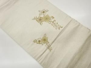 金糸花々模様刺繍名古屋帯